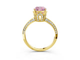 Yellow gold Fancy Pink Cushion Cut Solitaire Split Shank Pave Diamond Engagement Ring with Four-Prong Setting_3