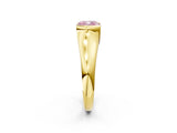 Yellow gold Fancy Pink Cushion Cut Solitaire Tension Set Diamond Ring with Split Shank Band_2