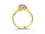 Yellow gold Fancy Pink Cushion Cut Solitaire Tension Set Diamond Ring with Split Shank Band_3