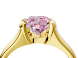 Yellow gold Fancy Pink Cushion Cut Solitaire Tension Set Diamond Ring with Split Shank Band_4