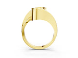 Yellow gold Fancy Pink Cushion Cut Solitaire Tension-Set Diamond Split Shank Ring_3