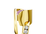 Yellow gold Fancy Pink Cushion Cut Solitaire Tension-Set Diamond Split Shank Ring_5