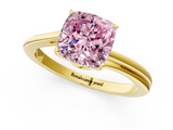 Yellow gold Fancy Pink Cushion  Cut Solitaire Twist Band Ring with Four-Prong Setting_24
