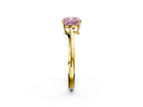 Yellow gold Fancy Pink Cushion  Cut Solitaire Twist Band Ring with Four-Prong Setting_25