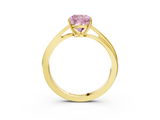 Yellow gold Fancy Pink Cushion  Cut Solitaire Twist Band Ring with Four-Prong Setting_26
