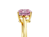 Yellow gold Fancy Pink Cushion  Cut Solitaire Twist Band Ring with Four-Prong Setting_28
