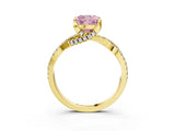 Yellow gold Fancy Pink Cushion Cut Solitaire Twist Pave Diamond Engagement Ring with Prong Setting_27