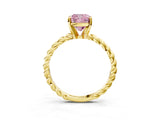 Yellow gold Fancy Pink Cushion  Cut Solitaire Twisted Band with Four-Prong Setting_111