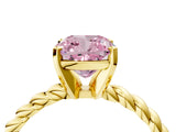 Yellow gold Fancy Pink Cushion  Cut Solitaire Twisted Band with Four-Prong Setting_112