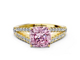 Yellow gold Fancy Pink Cushion  Cut Split Shank Pave Diamond Engagement Ring with Four-Prong Setting_24