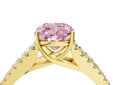 Yellow gold Fancy Pink Cushion  Cut Split Shank Pave Diamond Engagement Ring with Four-Prong Setting_28