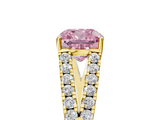 Yellow gold Fancy Pink Cushion  Cut Split Shank Pave Diamond Engagement Ring with Four-Prong Setting_29