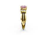 Yellow gold Fancy Pink Cushion  Cut Three-Stone Channel Set Ring with Bar Prongs_73