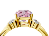 Yellow gold Fancy Pink Cushion  Cut Three-Stone Channel Set Ring with Bar Prongs_75