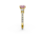 Yellow gold Fancy Pink Cushion  Cut Three-Stone Diamond Pavé Band with Prong Setting_16