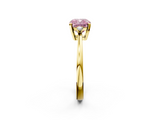 Yellow gold Fancy Pink Cushion  Cut Three-Stone Solitaire Ring with Round Accent Diamonds and Four-Prong Setting_22