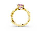 Yellow gold Fancy Pink Cushion  Cut Twisted Pavé Band Solitaire Ring with Four-Prong Setting_59