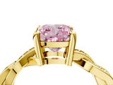 Yellow gold Fancy Pink Cushion  Cut Twisted Pavé Band Solitaire Ring with Four-Prong Setting_60
