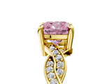 Yellow gold Fancy Pink Cushion  Cut Twisted Pavé Band Solitaire Ring with Four-Prong Setting_61