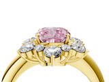 Yellow gold Fancy Pink Cushion  Diamond Cluster Halo Ring with Solitaire Band and Four-Prong Setting_24