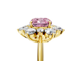 Yellow gold Fancy Pink Cushion  Diamond Cluster Halo Ring with Solitaire Band and Four-Prong Setting_25