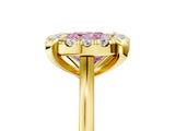 Yellow gold Fancy Pink Cushion  Diamond Cluster Halo Solitaire with Four-Prong Setting_100
