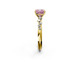 Yellow gold Fancy Pink Cushion  Diamond Cluster Prong-Set Solitaire Ring_45