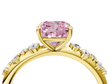 Yellow gold Fancy Pink Cushion  Diamond Cluster Prong-Set Solitaire Ring_47