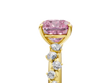 Yellow gold Fancy Pink Cushion  Diamond Cluster Prong-Set Solitaire Ring_48