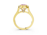 Yellow gold Fancy Pink Cushion  Diamond Halo Ring with Milgrain Frame and Pavé Band 3