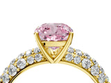 Yellow gold Fancy Pink Cushion  Diamond Pavé Band Solitaire Ring with Four-Prong Setting_65