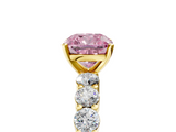 Yellow gold Fancy Pink Cushion  Diamond Pavé Band Solitaire with Four-Prong Setting_8