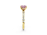 Yellow gold Fancy Pink Cushion  Diamond Pavé Band with Six-Prong Setting_56