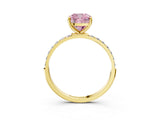 Yellow gold Fancy Pink Cushion  Diamond Pavé Band with Six-Prong Setting_57