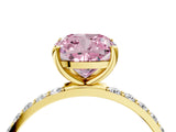Yellow gold Fancy Pink Cushion  Diamond Pavé Band with Six-Prong Setting_58