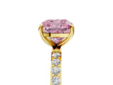 Yellow gold Fancy Pink Cushion  Diamond Pavé Band with Six-Prong Setting_59