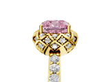Yellow gold Fancy Pink Cushion  Diamond Solitaire Ring with Shared Prong Pavé Band_71