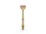 Yellow gold Fancy Pink Cushion  Diamond Solitaire with Pave Band and Six-Prong Setting_22