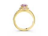 Yellow gold Fancy Pink Cushion  Diamond Three-Stone Pave Band with Four-Prong Setting_21