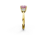 Yellow gold Fancy Pink Cushion  Diamond Three-Stone Ring with Trapezoid Side Stones and Prong Setting_36