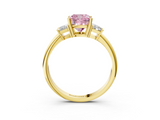 Yellow gold Fancy Pink Cushion  Diamond Three-Stone Ring with Trapezoid Side Stones and Prong Setting_37