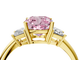 Yellow gold Fancy Pink Cushion  Diamond Three-Stone Ring with Trapezoid Side Stones and Prong Setting_38