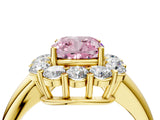 Yellow gold Fancy Pink Cushion  Halo Cluster Diamond Engagement Ring with Prong Setting and Polished Band_55