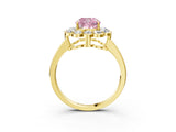 Yellow gold Fancy Pink Cushion  Halo Cluster Diamond Engagement Ring with Solitaire Band and Prong Setting_51