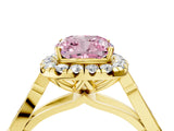 Yellow gold Fancy Pink Cushion  Halo Diamond Engagement Ring with Filigree Band and Four-Prong Setting_85