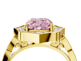 Yellow gold Fancy Pink Cushion  Halo Diamond Engagement Ring with Milgrain Band and Four-Prong Setting_57
