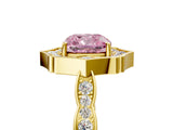 Yellow gold Fancy Pink Cushion  Halo Diamond Engagement Ring with Milgrain Band and Four-Prong Setting_58