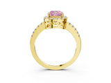 Yellow gold Fancy Pink Cushion  Halo Diamond Engagement Ring with Pavé Band and Four-Prong Setting_60
