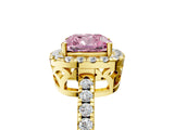 Yellow gold Fancy Pink Cushion  Halo Diamond Engagement Ring with Pavé Band and Four-Prong Setting_62