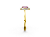 Yellow gold Fancy Pink Cushion  Halo Diamond Engagement Ring with Solitaire Band and Four-Prong Setting_22